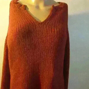 American Eagle v neck trendy cotton style casual burgundy long sleeve sweater XL